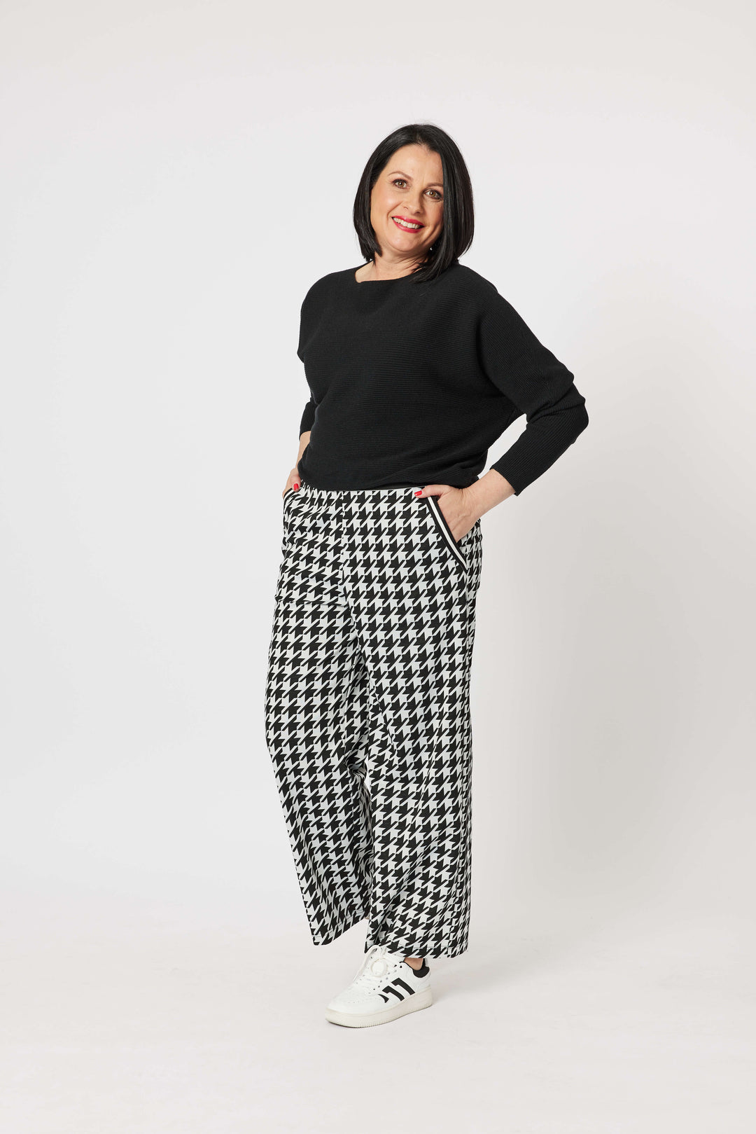 Houndstooth Pant - Blac/Whte