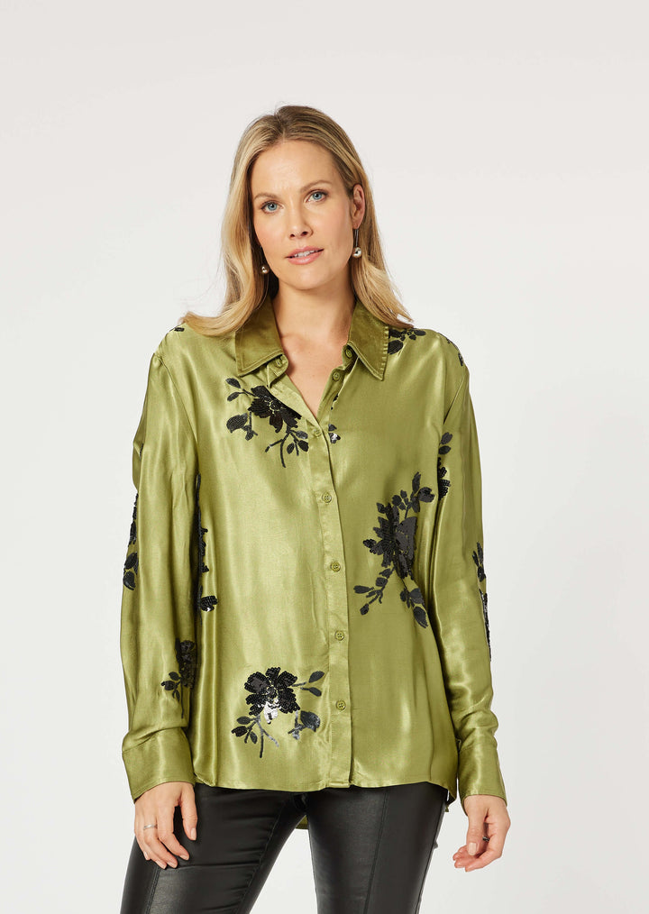 Seville Flower Shirt - Pistachio