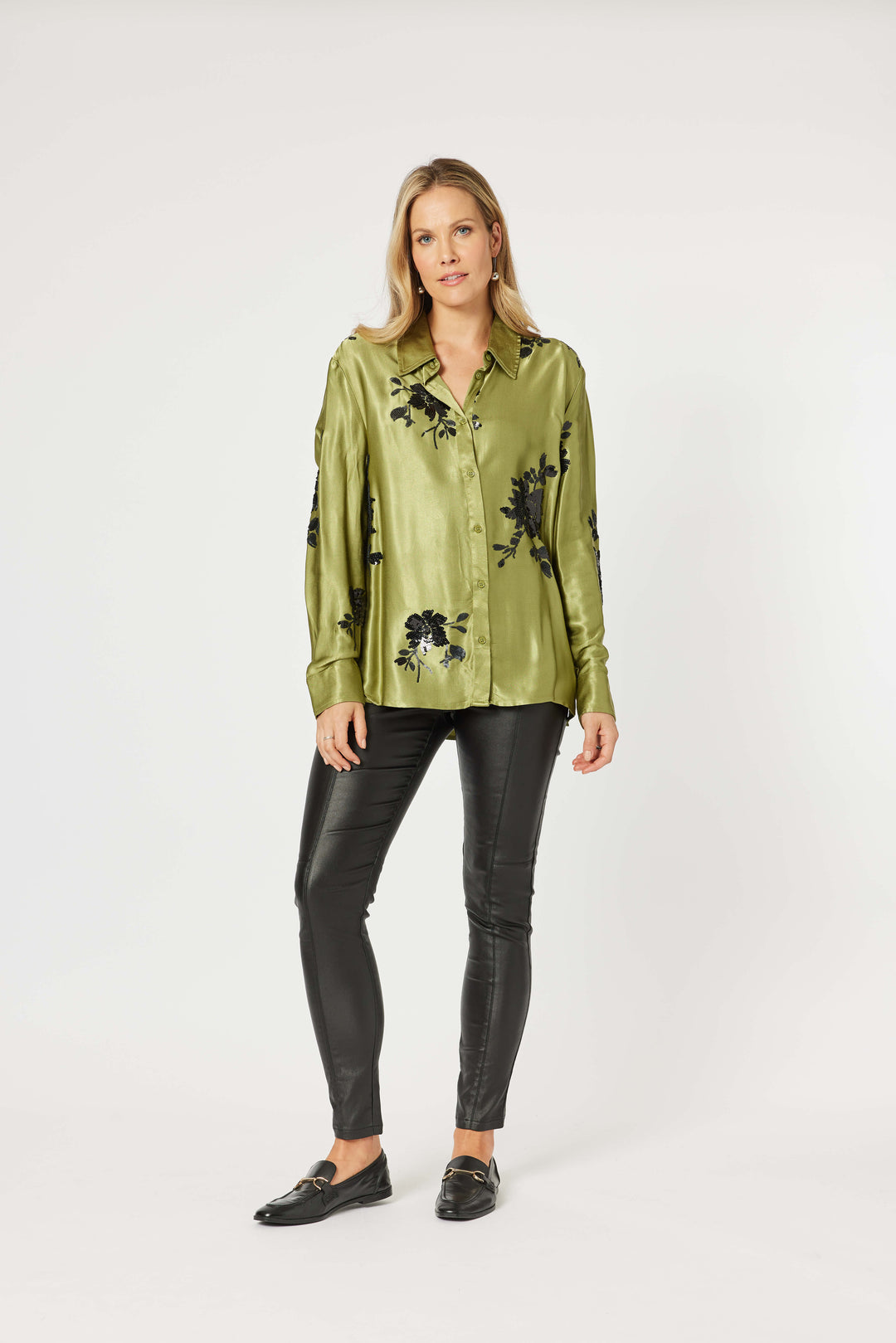 Seville Flower Shirt - Pistachio