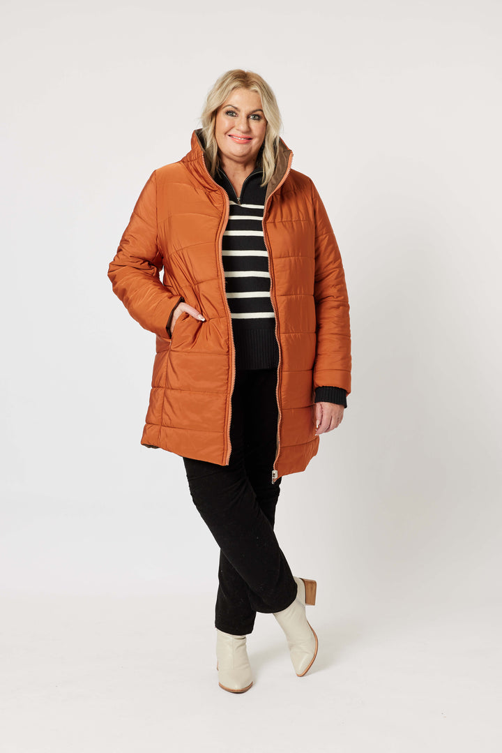 Bowral Reversable Puffer - Chocolate/Paparika