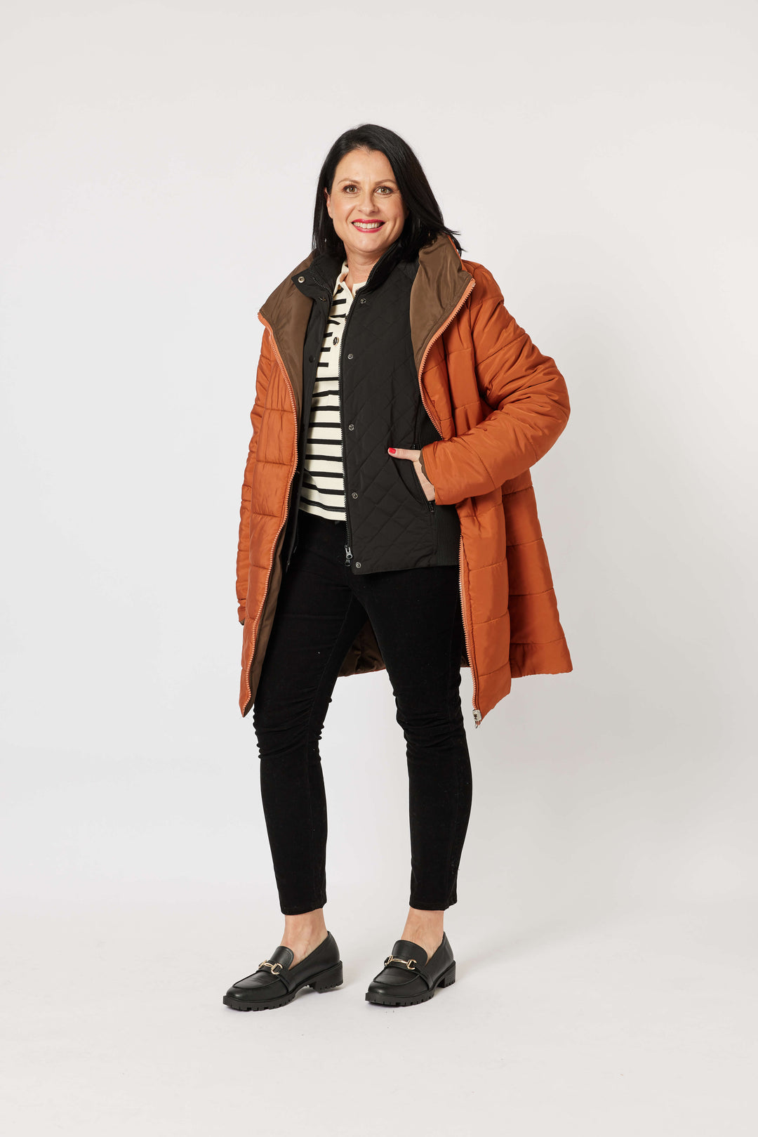 Bowral Reversable Puffer - Chocolate/Paparika