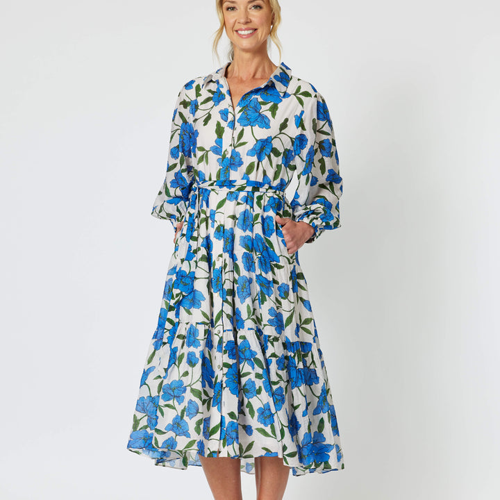 Eden Floral Printed Dress - Cobalt