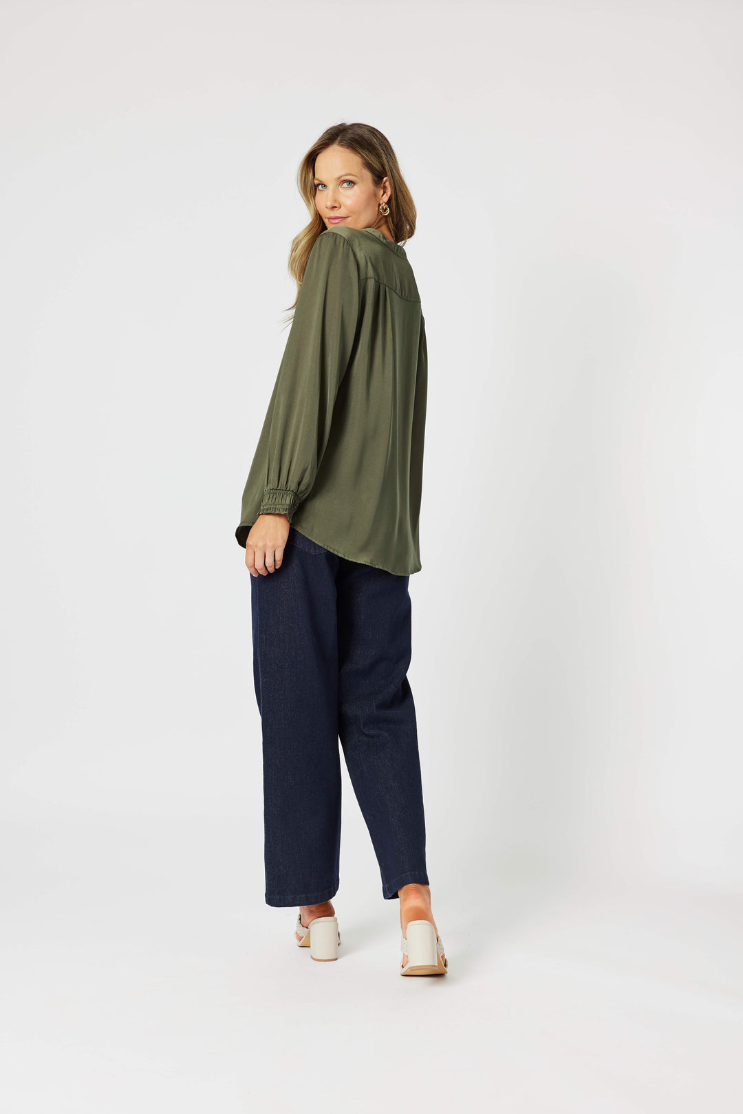 Luxe Nehru Top - Khaki