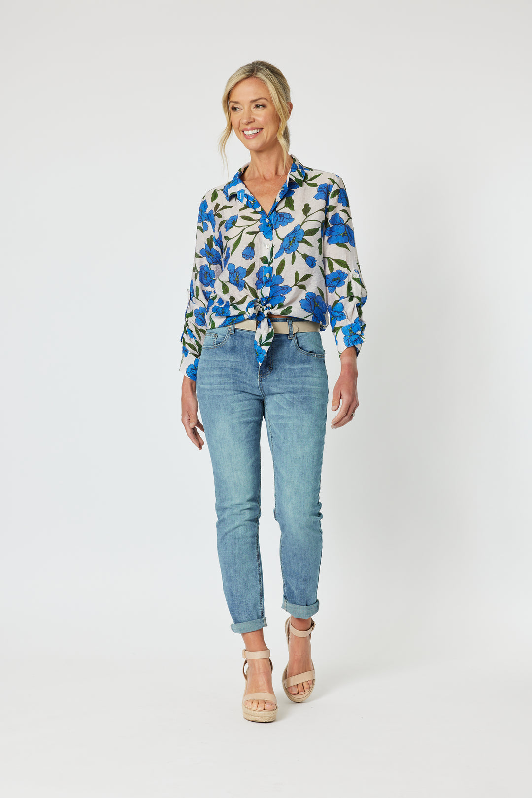 Eden Floral Printed Shirt - Cobalt