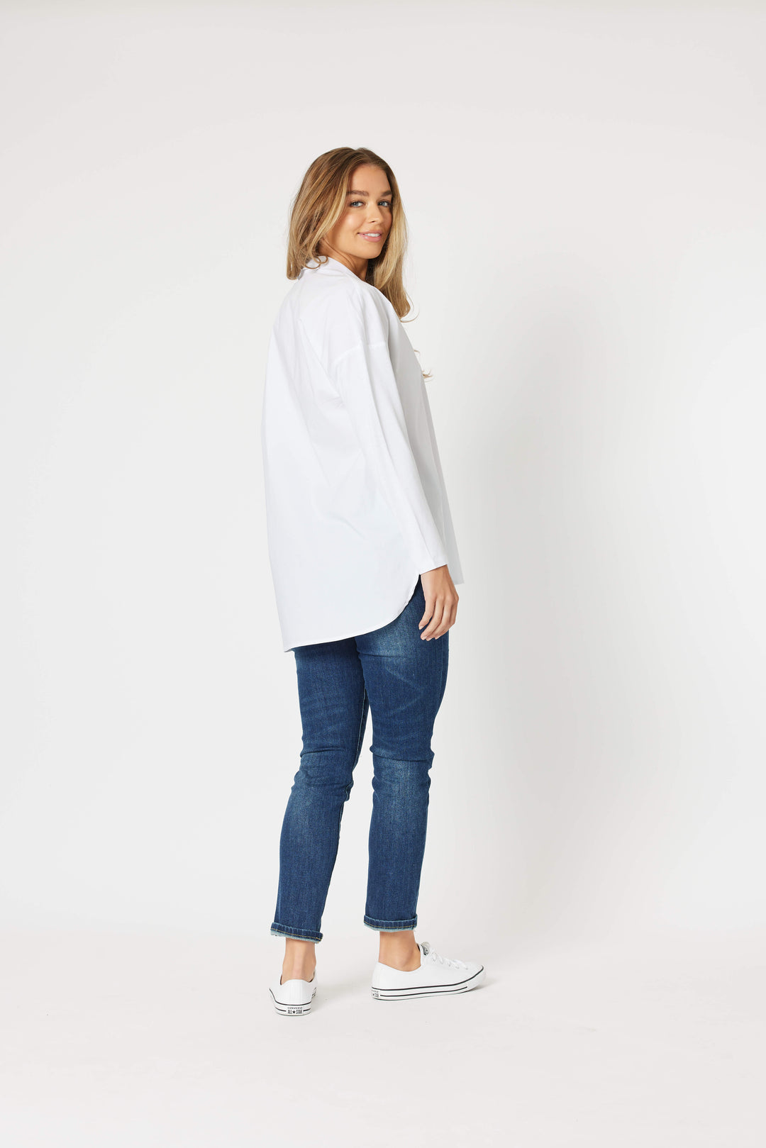 Julia Jersey Sleeve Shirt - White