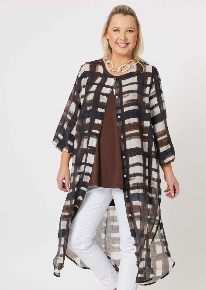 Zena Check Long Line Shirt