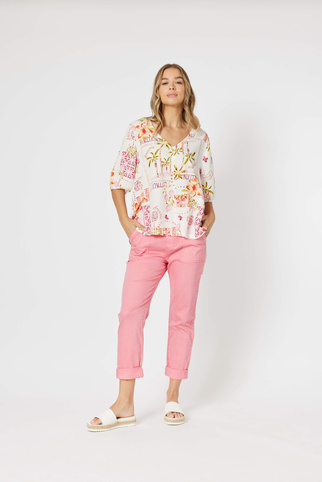 Isabella Cotton Pant - Pink