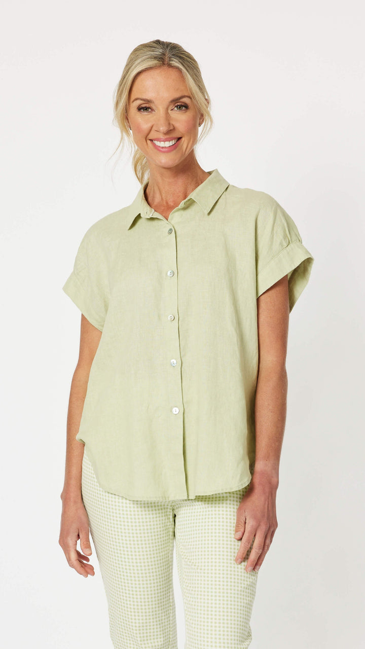 Millie Linen Shirt  - Celery