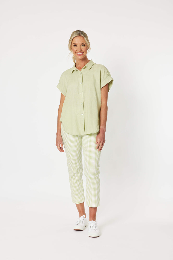 Millie Linen Shirt  - Celery