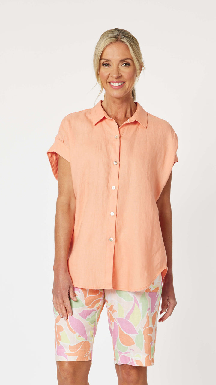 Millie Linen Shirt  - Mandarin