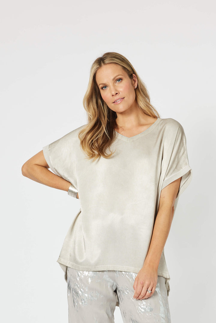 Champagne V Neck Top