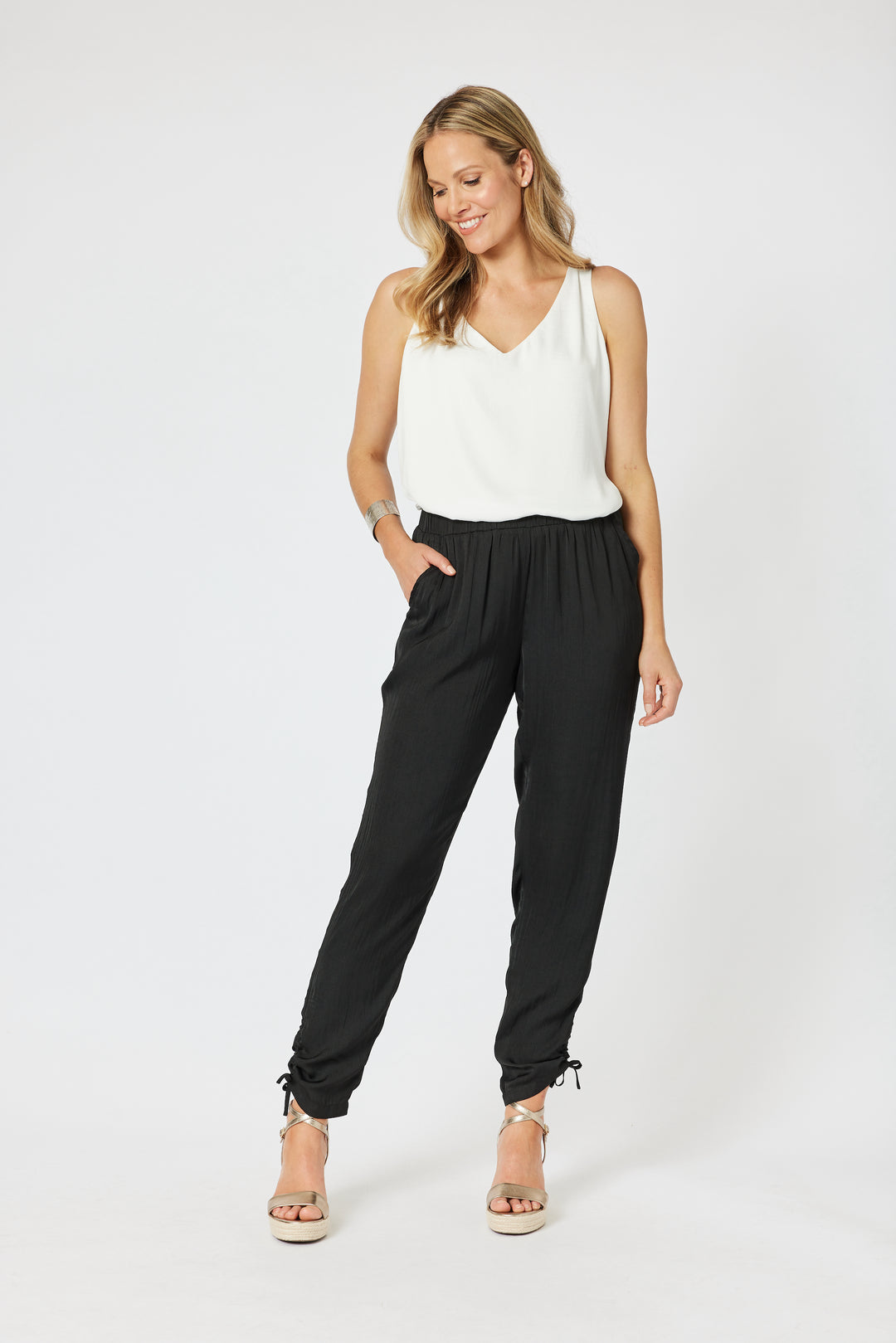 Traveller Luxe Side Tie Pant - Black