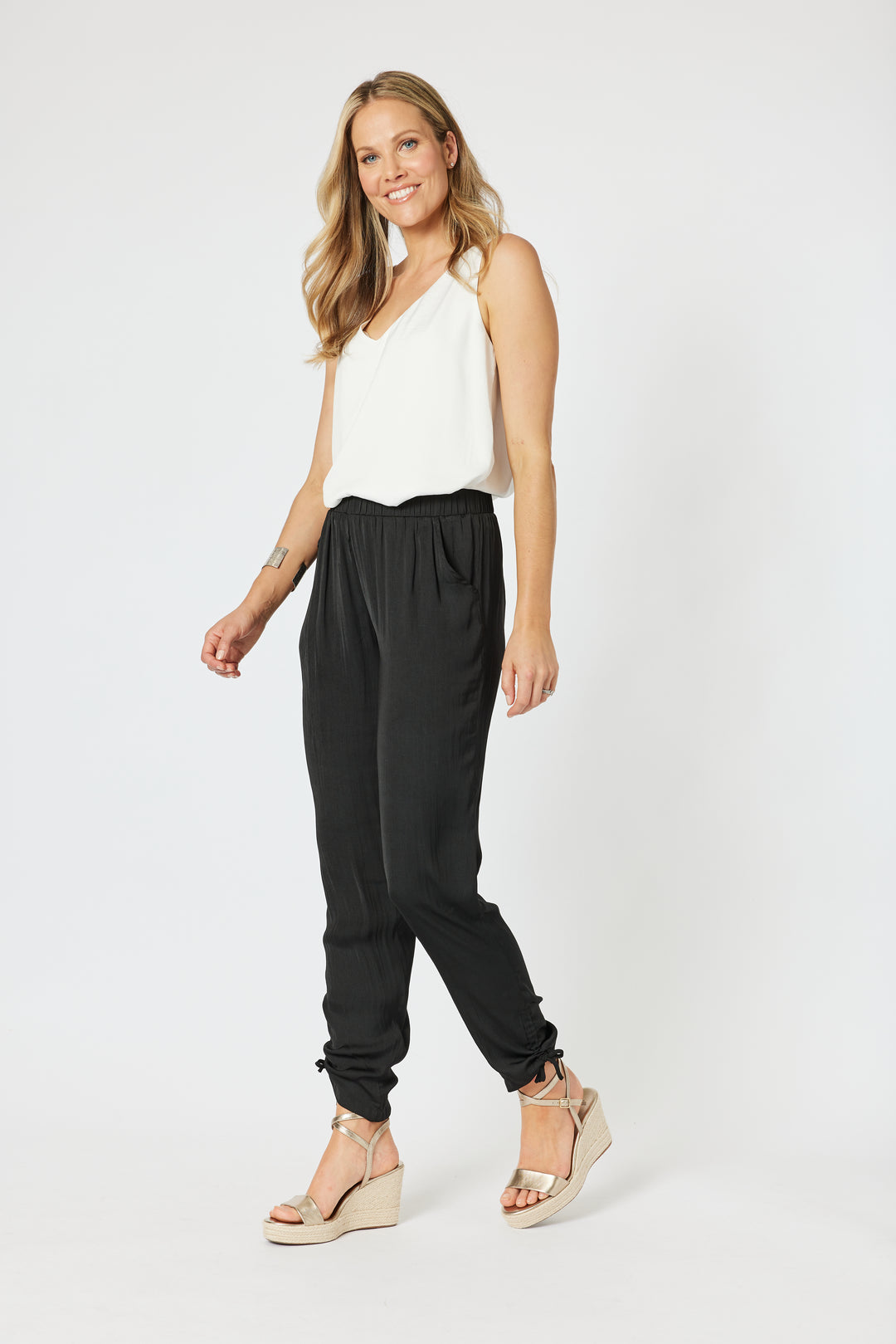 Traveller Luxe Side Tie Pant - Black