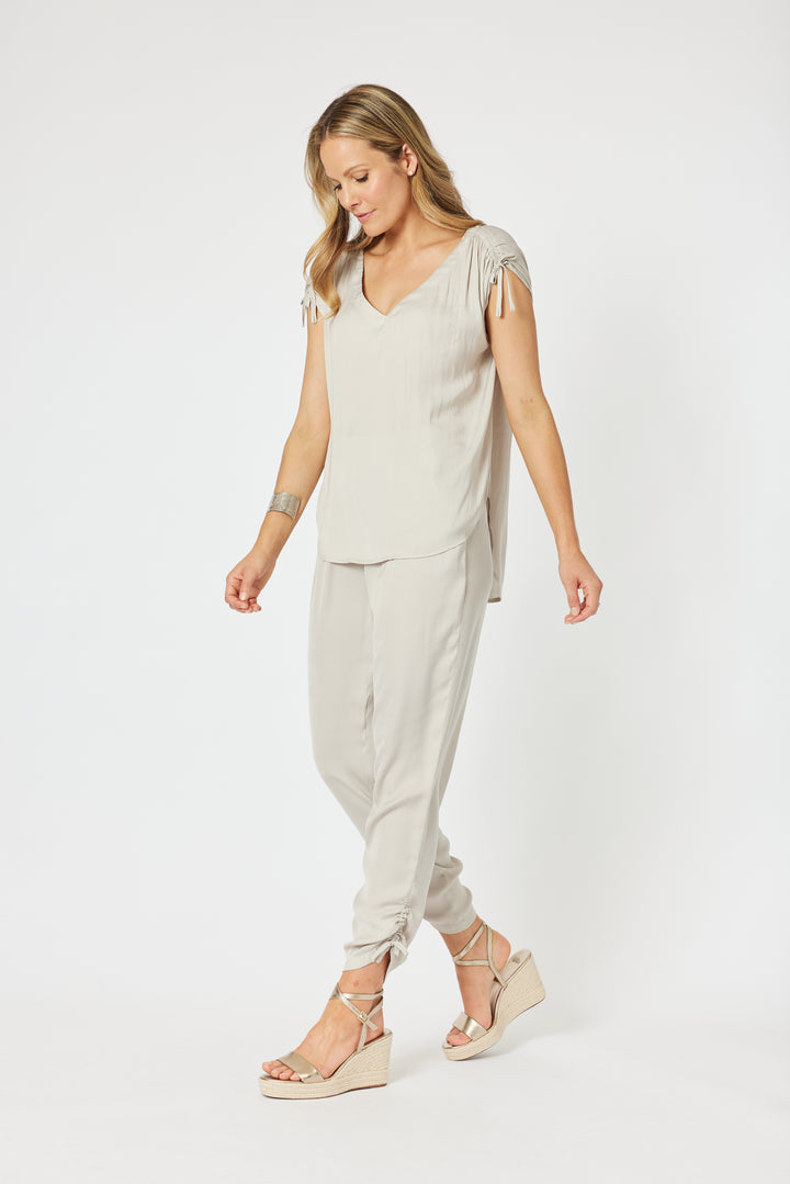 Traveller Luxe Side Tie Pant - Champagne