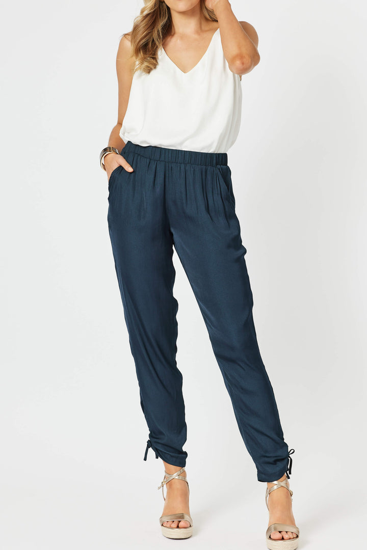 Traveller Luxe Side Tie Pant - Navy