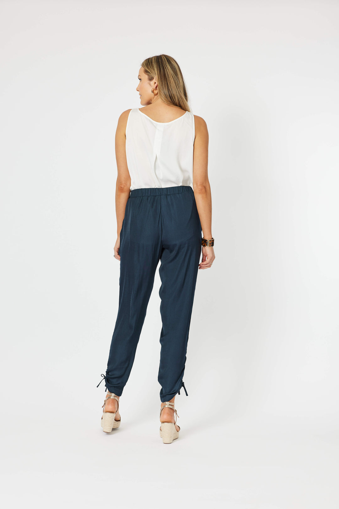 Traveller Luxe Side Tie Pant - Navy