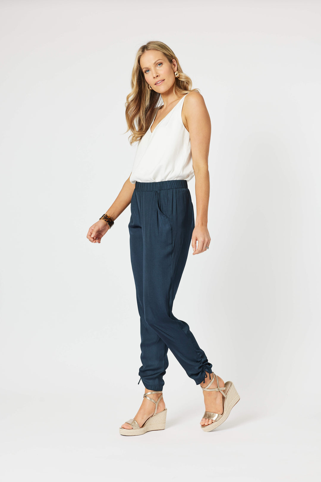 Traveller Luxe Side Tie Pant - Navy