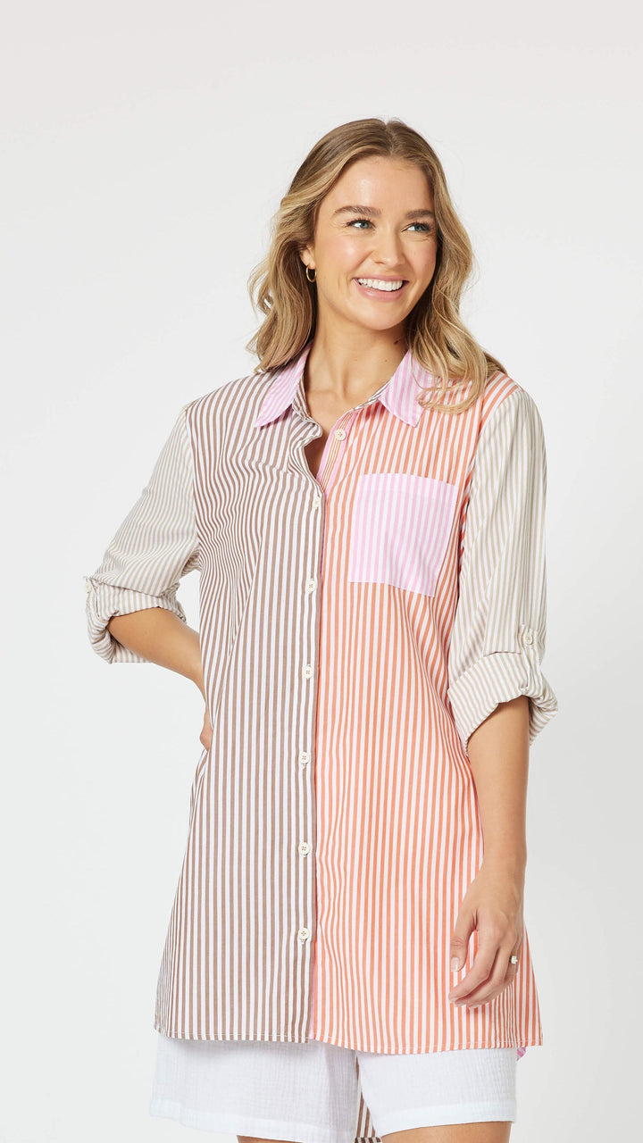 Summer Stripe Shirt - Papaya