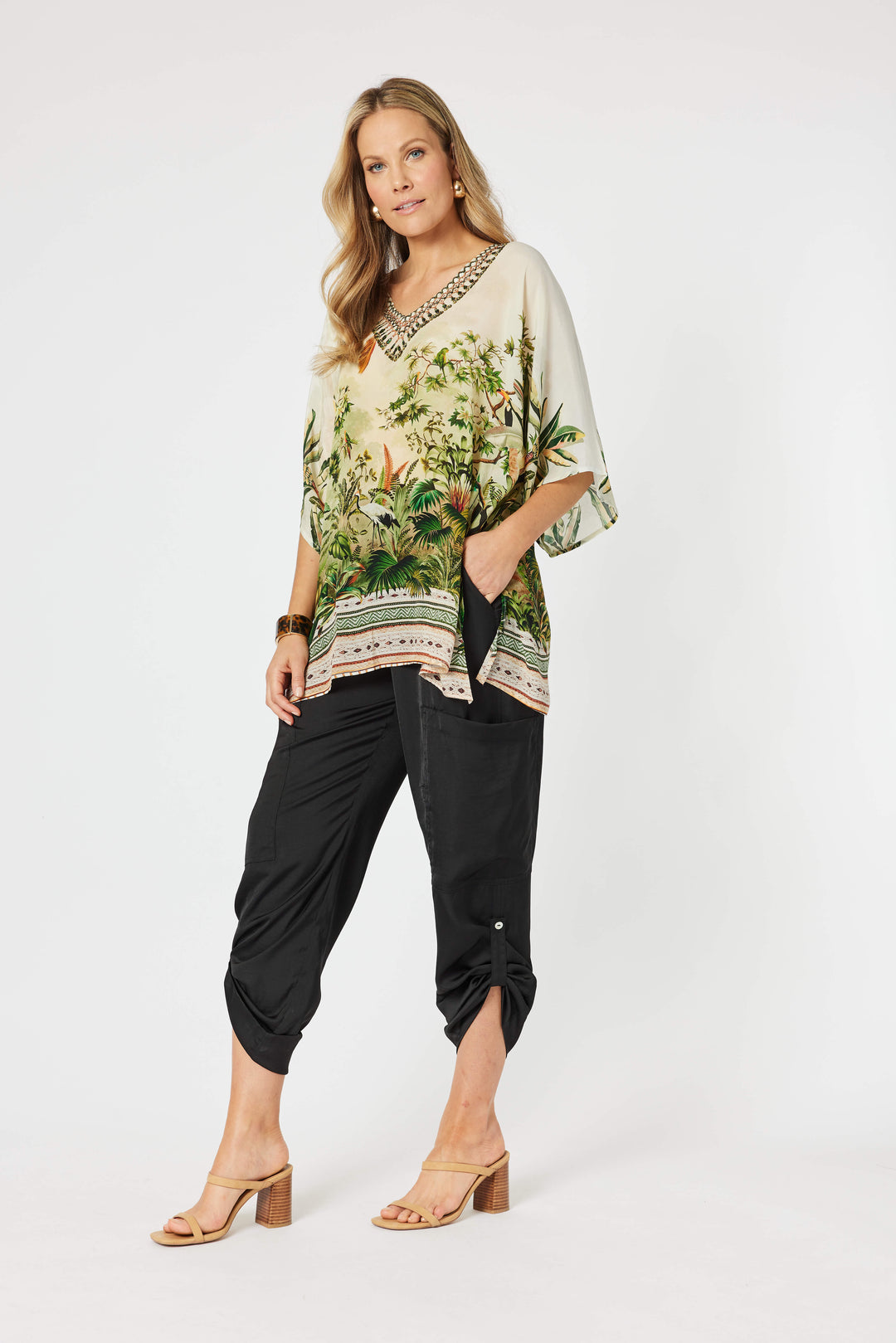 San Paolo V Neck Top - Eden Green