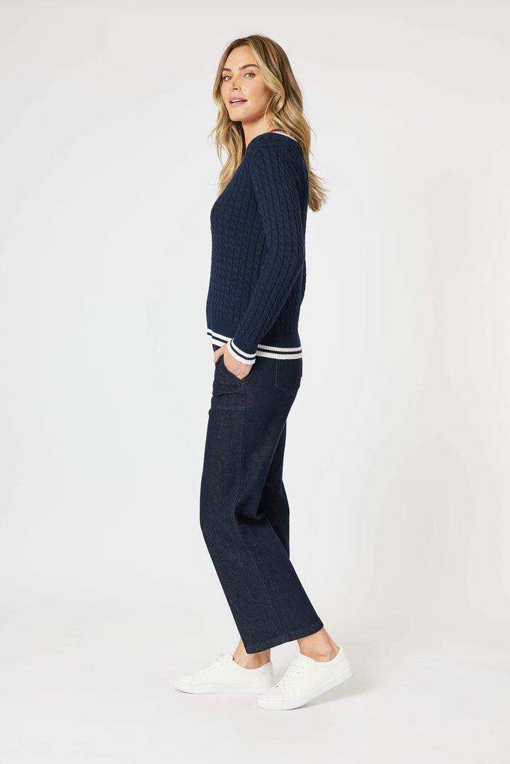 Oxford Cable Knit Jumper - Navy