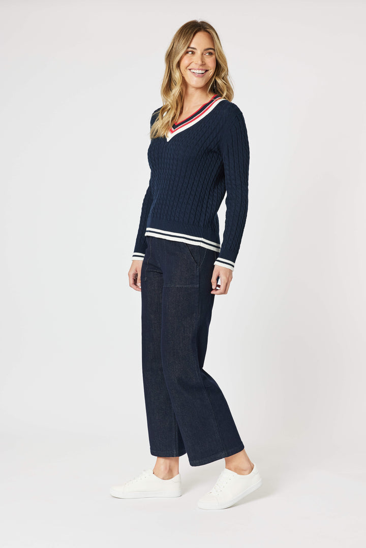 Oxford Cable Knit Jumper - Navy