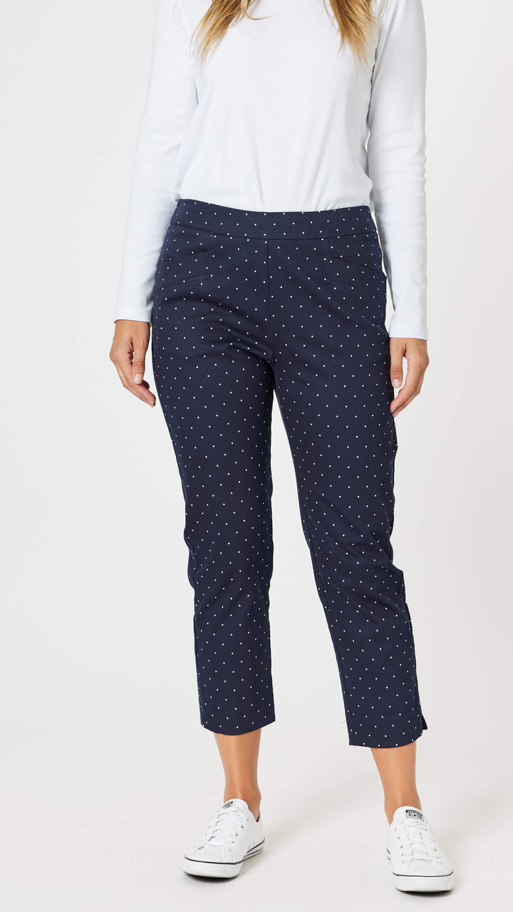 Spot Slim Leg Pant - Navy/White