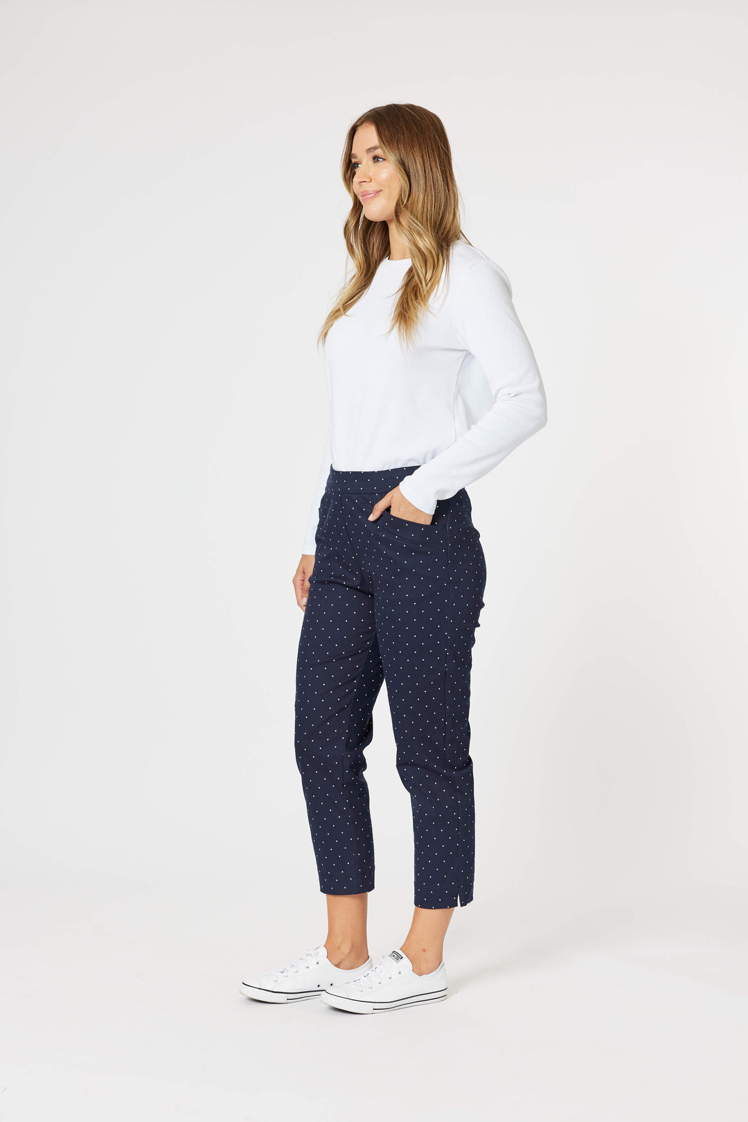 Spot Slim Leg Pant - Navy/White