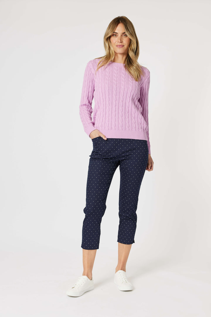 Spot Slim Leg Pant - Navy/White