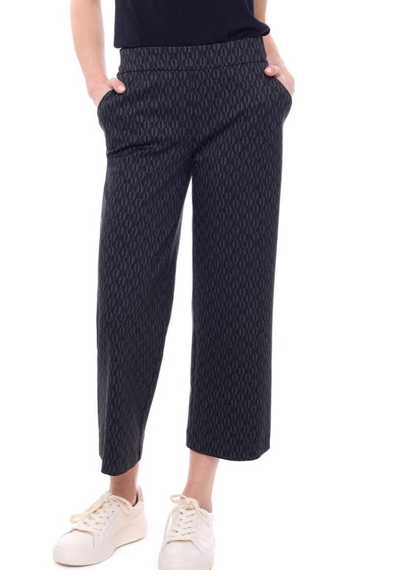 Printed Ponte Wide Leg Crop Pant 67929UP