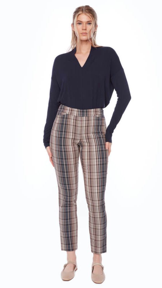 Plaid Techno Full Length 31 " Pant - Beige/Blue Waterford