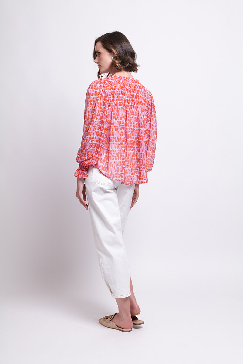 Shirr It Around Blouse - Lava Pink