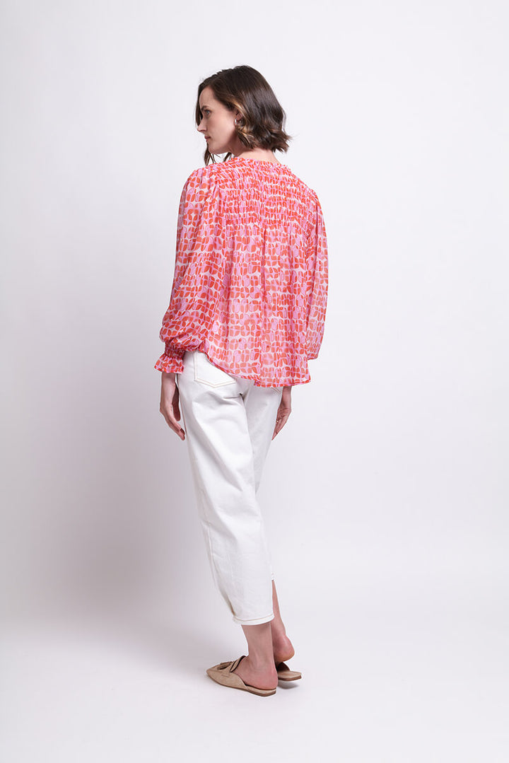 Shirr It Around Blouse - Lava Pink