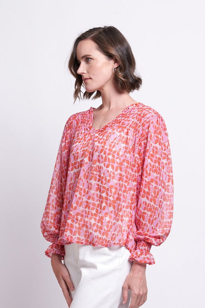 Shirr It Around Blouse - Lava Pink