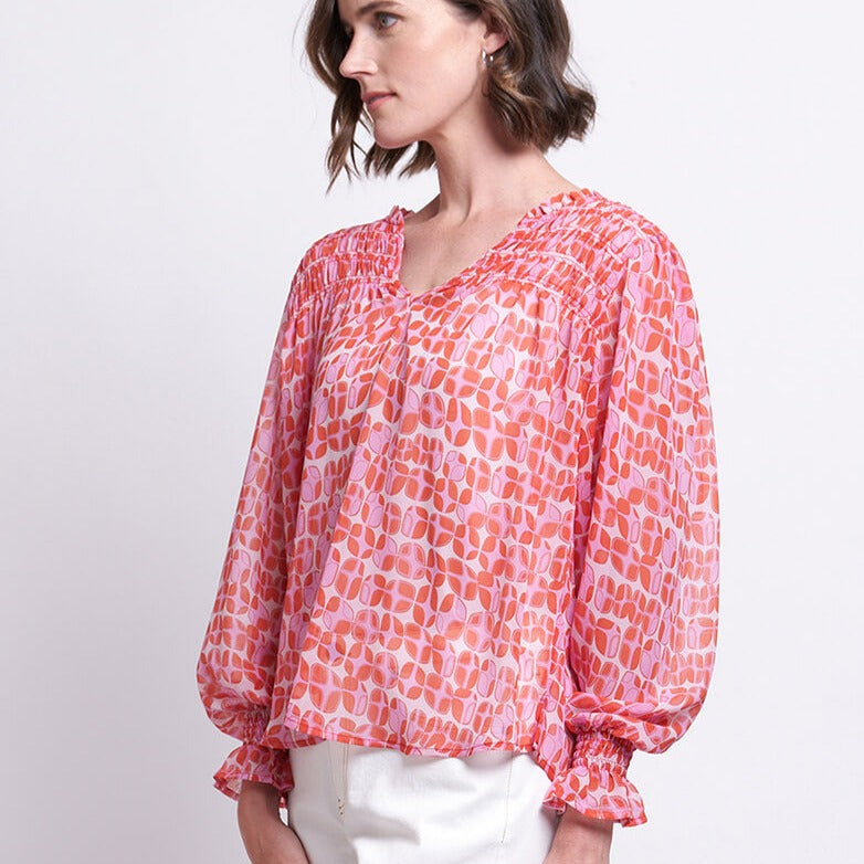 Shirr It Around Blouse - Lava Pink