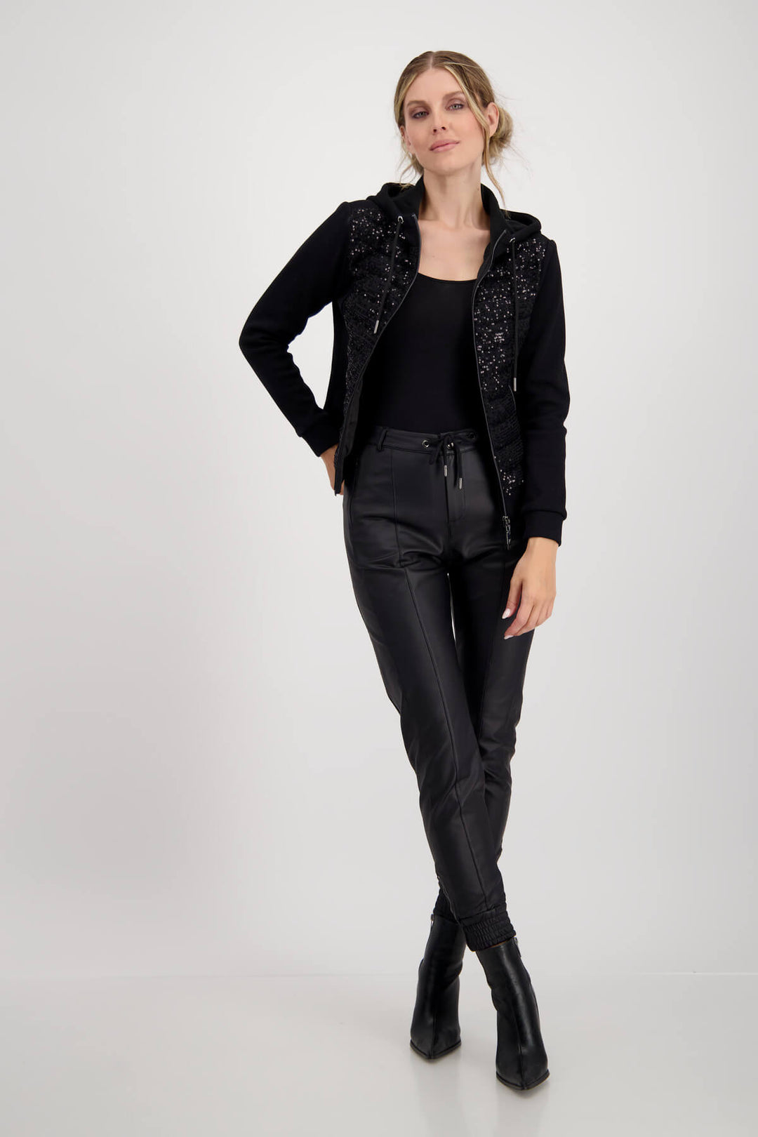 Sequin Quilted Jacket - Black