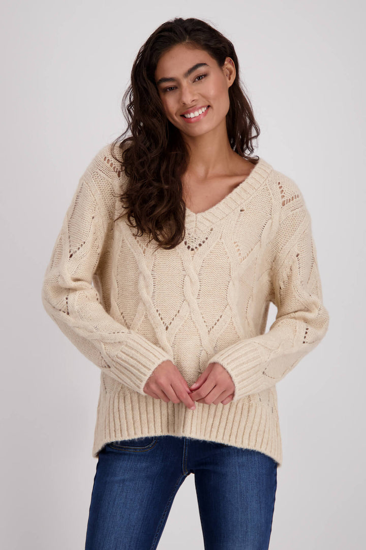 Braid Fleece Sweater - Biscuit