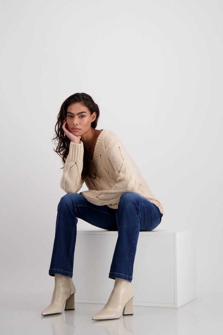 Braid Fleece Sweater - Biscuit