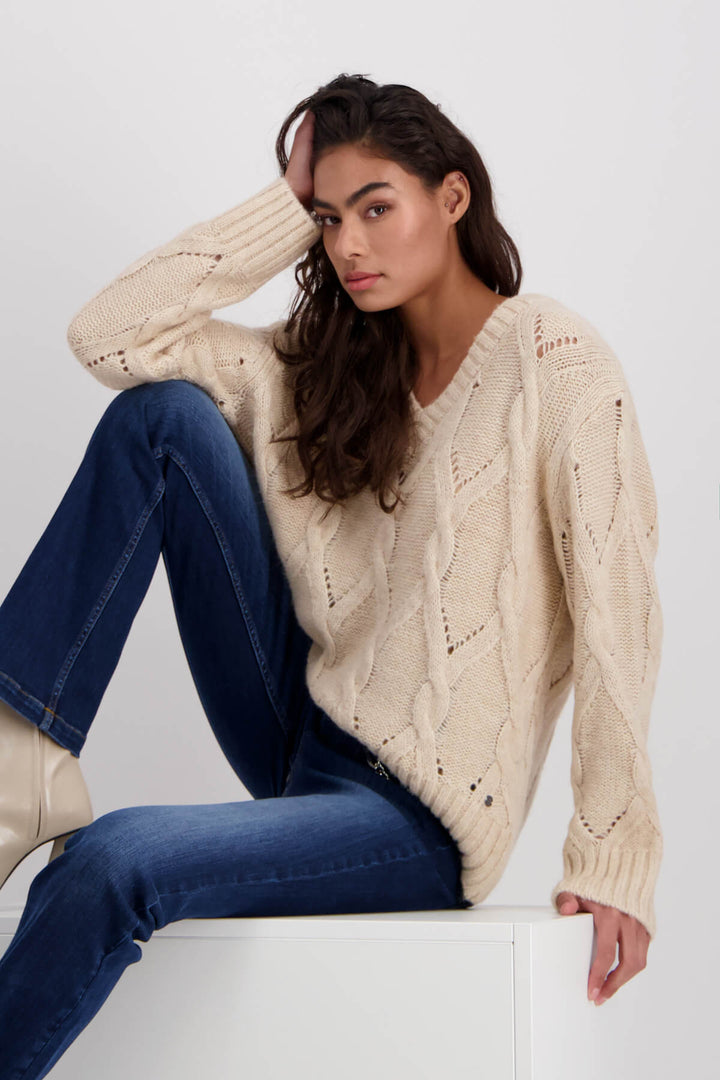 Braid Fleece Sweater - Biscuit