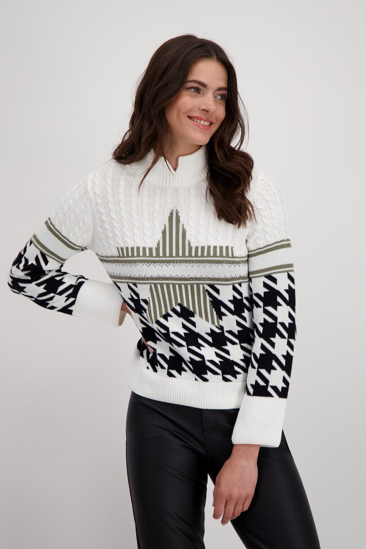 Black & White Stand Up Collar Pullover