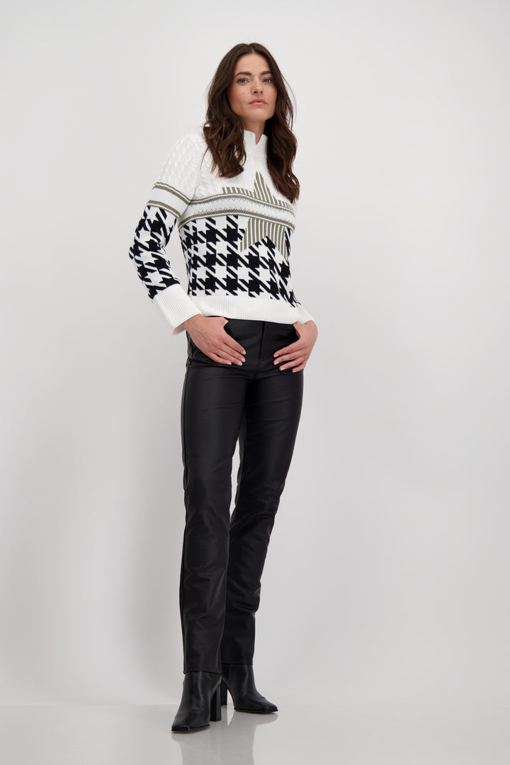 Black & White Stand Up Collar Pullover