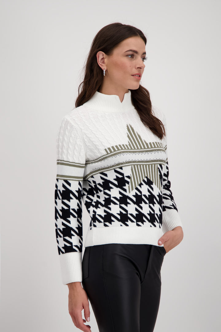 Black & White Stand Up Collar Pullover