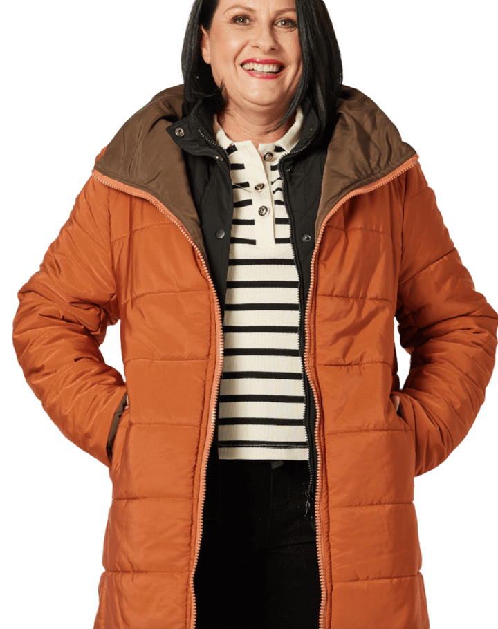 Bowral Reversable Puffer - Chocolate/Paparika