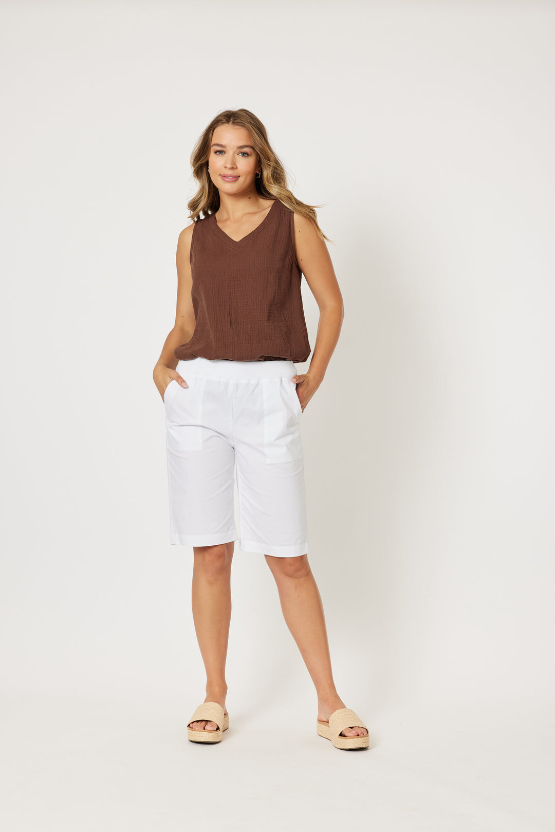 Santorini Cotton Shorts- White