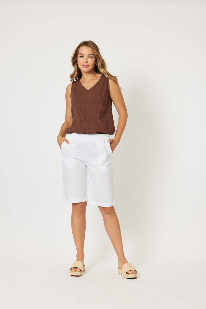 Santorini Cotton Shorts- White