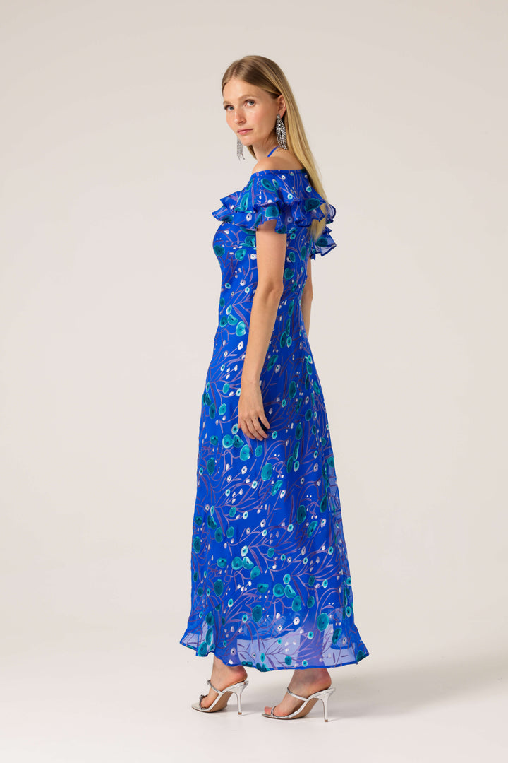 Blue Bird Bias Dress - Periwinkle Poppy