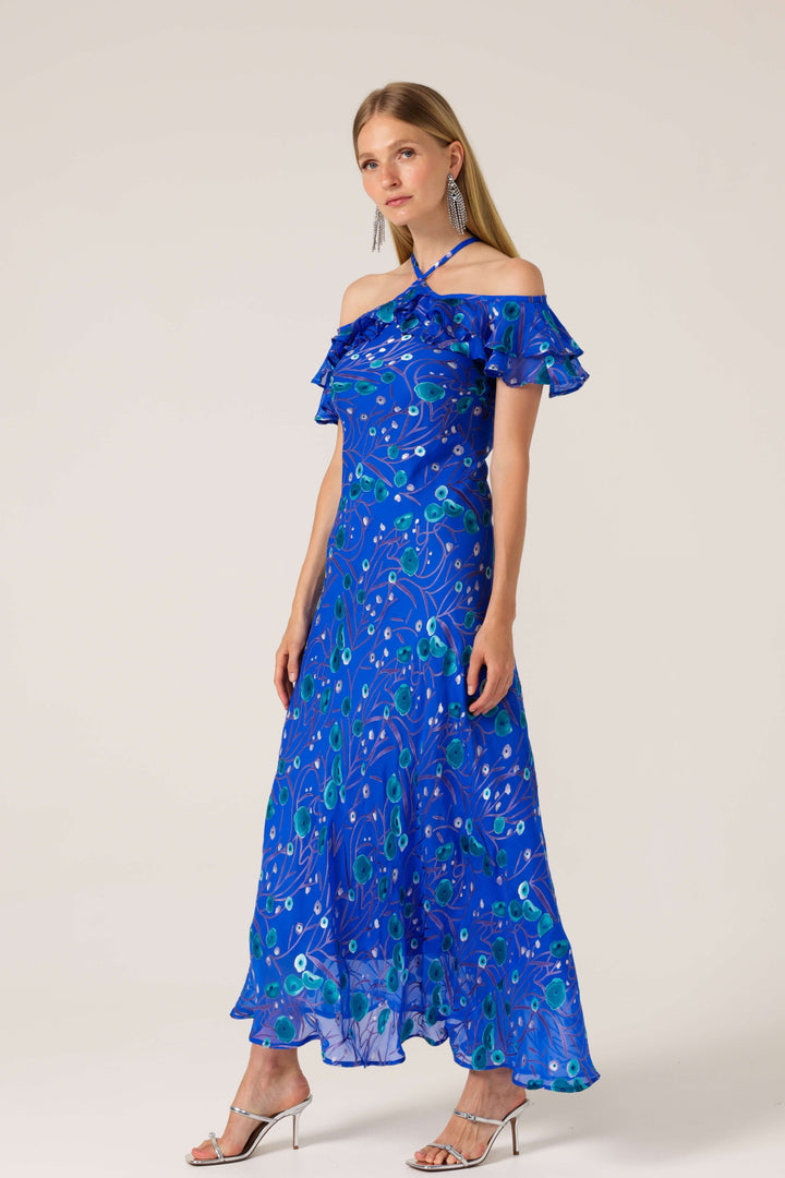 Blue Bird Bias Dress - Periwinkle Poppy