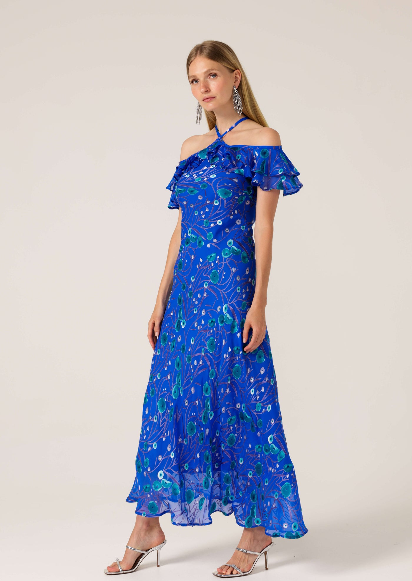 Blue Bird Bias Dress - Periwinkle Poppy