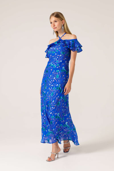 Blue Bird Bias Dress - Periwinkle Poppy