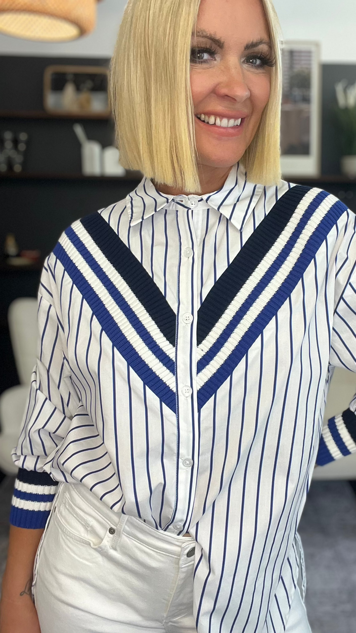 Just A Little Rib Shirt - Blue Stripe - Cooper