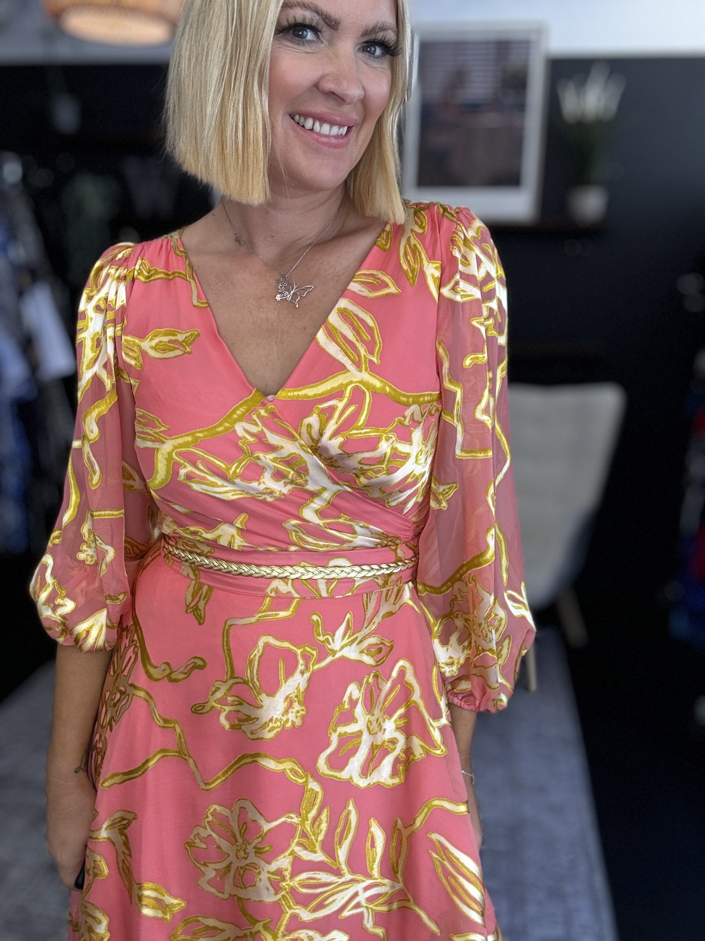 Peach Faced Wrap Dress